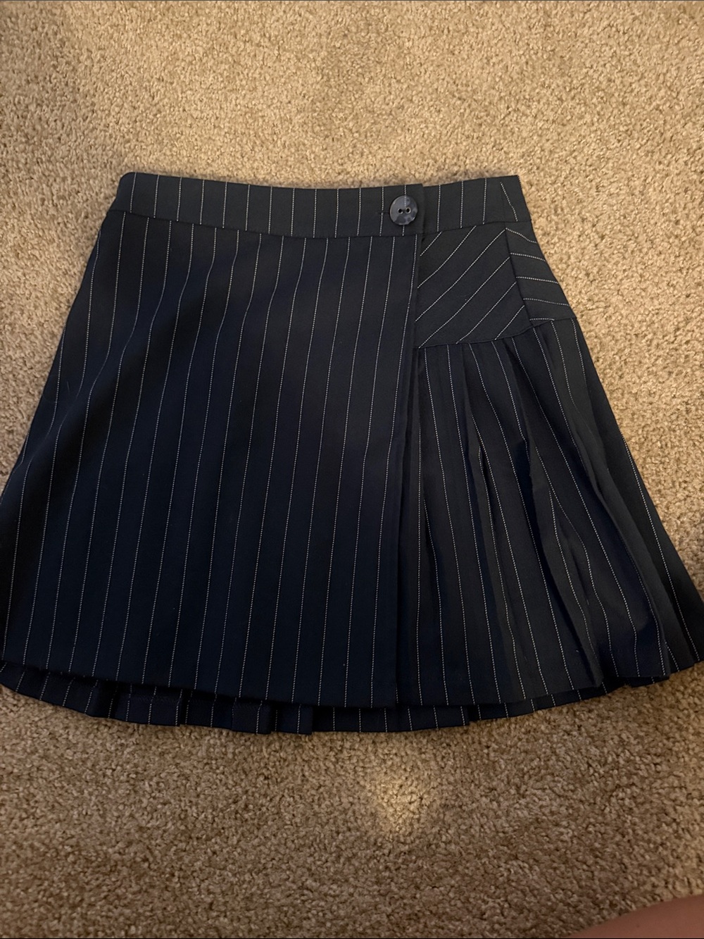 Urban Outfitters Navy Pinstripe Pleated Mini Skirt